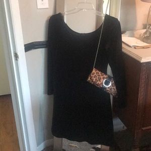 Long sleeve black velvet dress